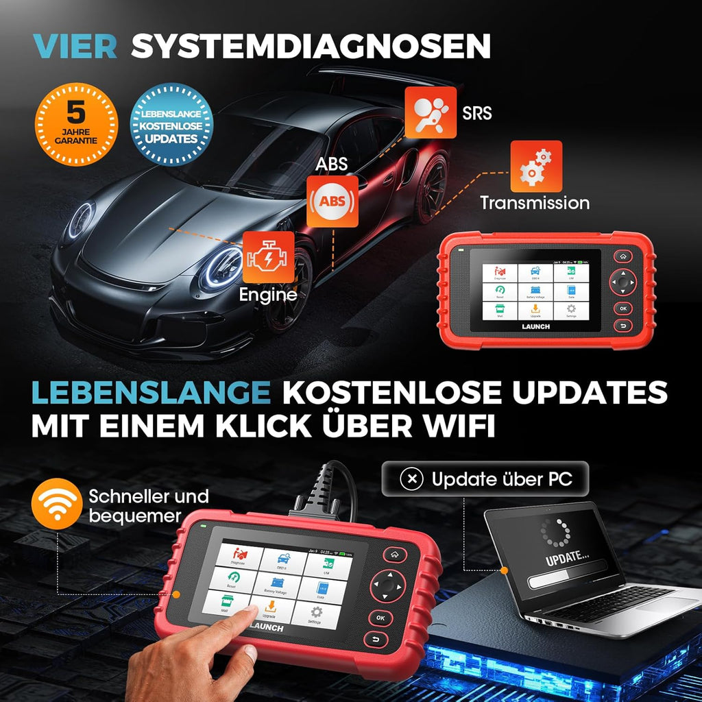 OBD2 Diagnosegerät CRP123X V3.0 4-System Diagnose Scanner EPB DPF Öl SAS BMS VIN 5 Zoll Android 7 1996-2026