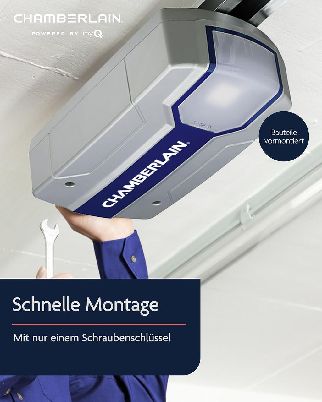 Garagentorantrieb ML700EV 700N Zahnriemenantrieb Soft Start Stop Smart Home myQ kompatibel 2 Handsender 12 kg Führungsschiene