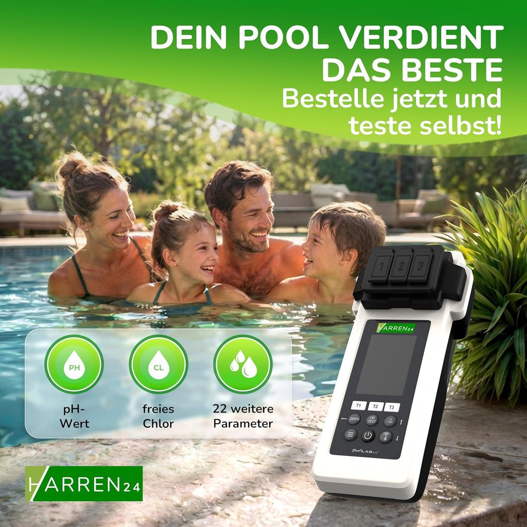 Elektronischer Pooltester PoolLab 2.0 Photometer Wasseranalysegerät mit Bluetooth DPD1 DPD3 pH CYA Alkalinität 170 Testtabletten