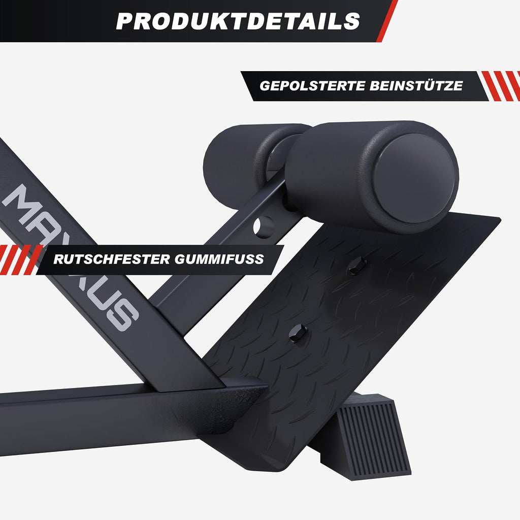 Rückentrainer Hyperextension 600079-00019-0001 verstellbar bis 150 kg mit Beinfixierung und Haltegriffen