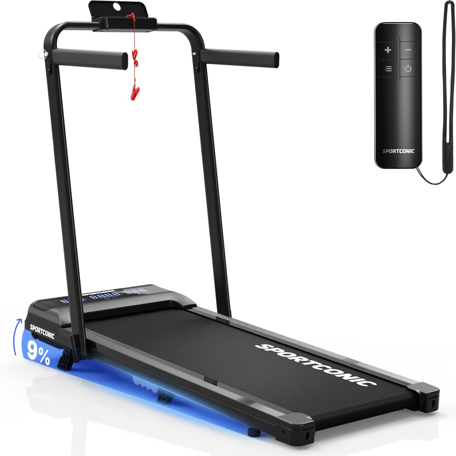 Laufband für Zuhause mit Steigung P106FA Walking Pad 1-12 km/h 9% Neigung LED Display Tablet Halterung