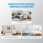 Mobile Split Klimaanlage PortaSplit-E 12000 BTU 3,5 kW Kühlen Heizen A++ für Räume bis 42 m² App Steuerung
