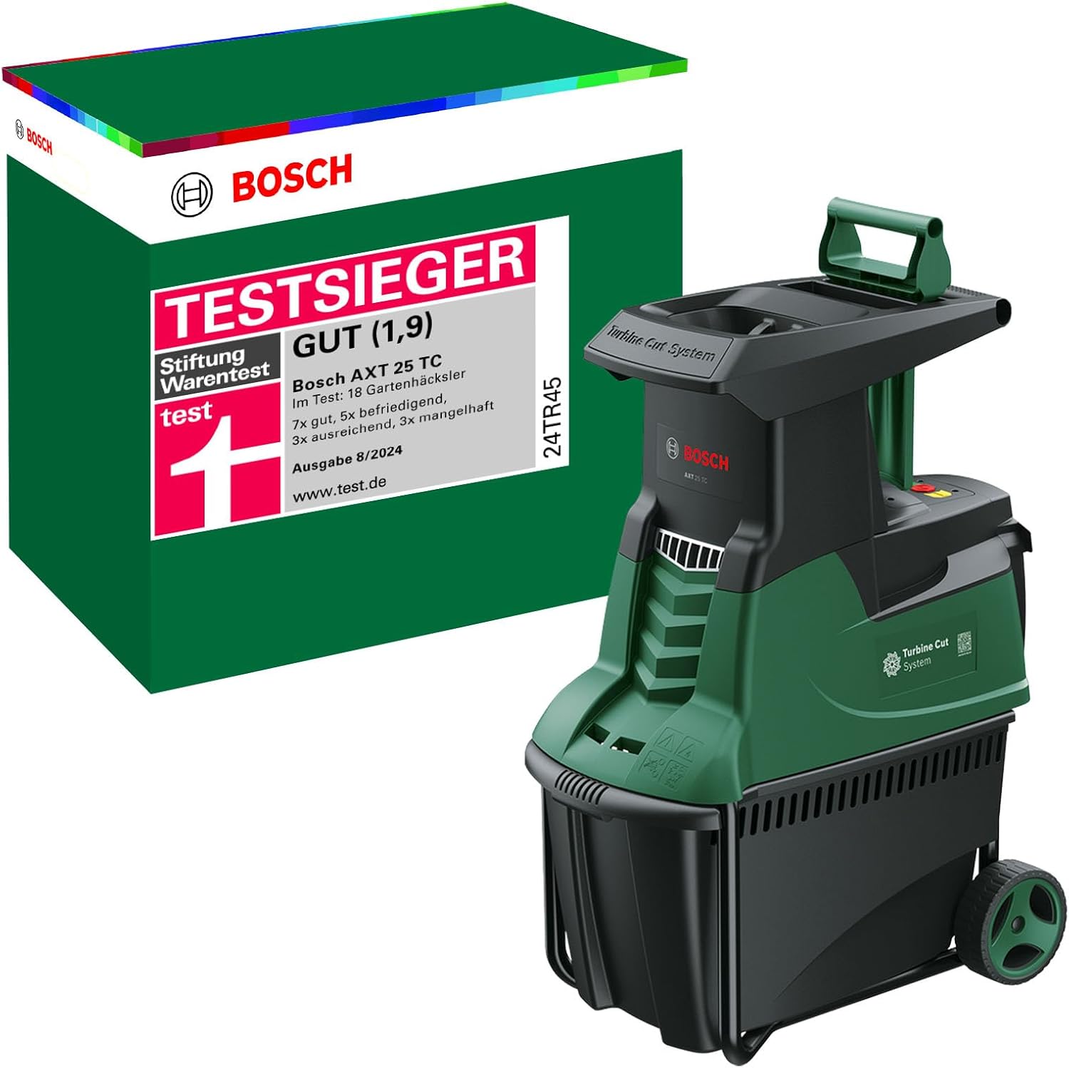 Turbinenhäcksler AXT 25 TC 2500W Gartenhäcksler Holz und Gartenabfälle 53L Fangbox 45mm Aststärke