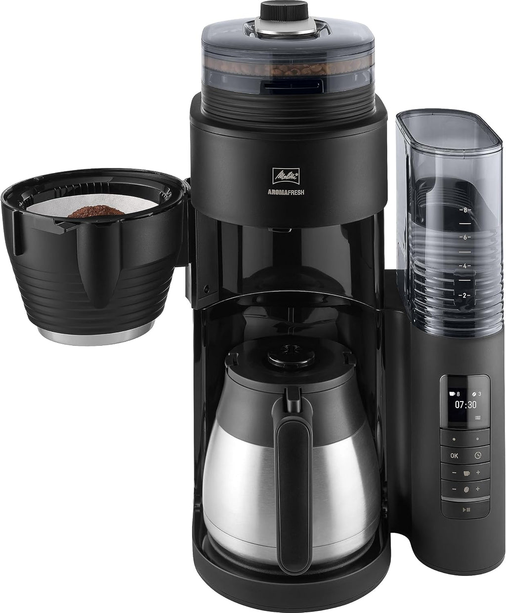 Filterkaffeemaschine AromaFresh Pro X Therm mit Mahlwerk 1 Liter Thermkanne Timer Funktion 8 Tassen