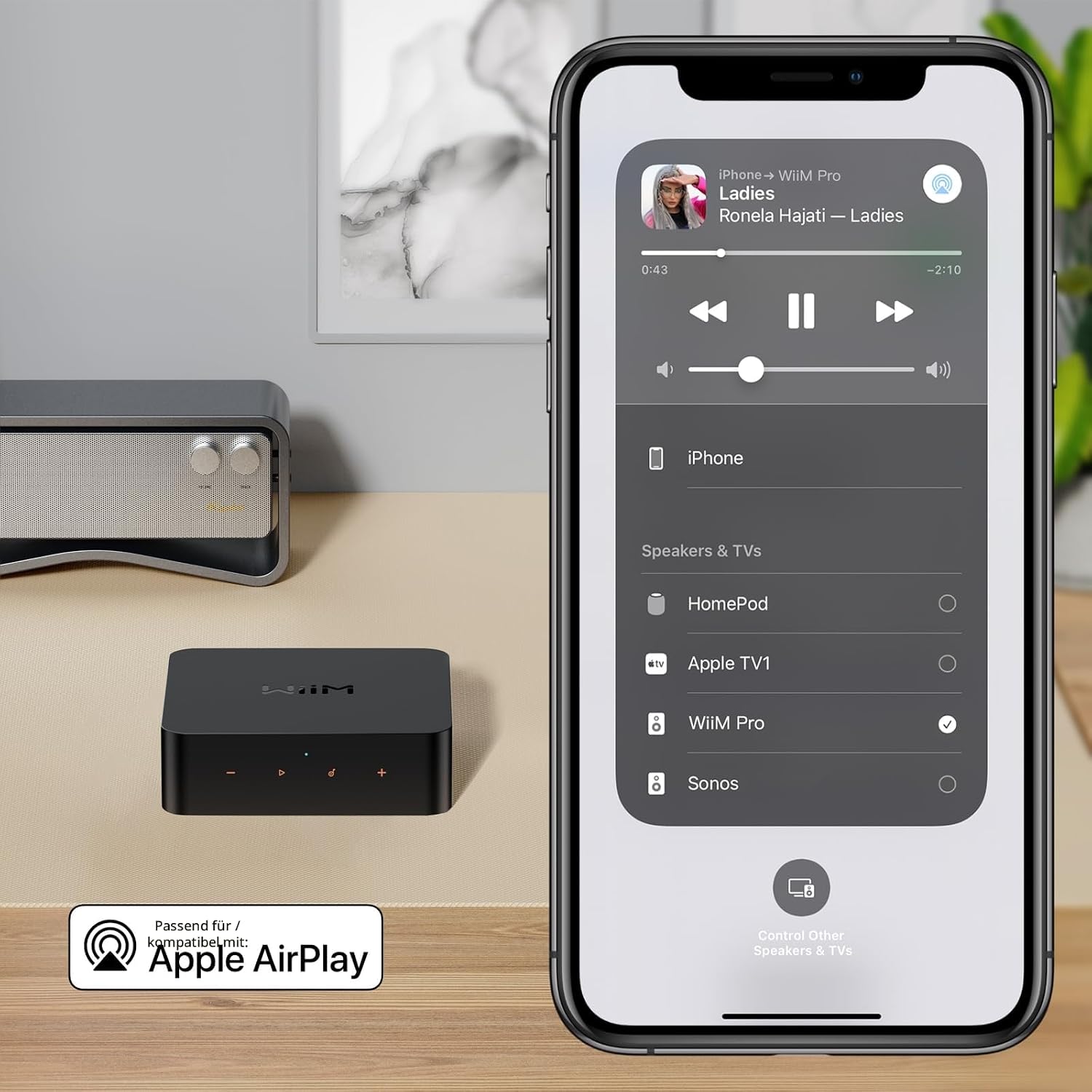 AirPlay 2 und Chromecast Audio Receiver ASR002 WLAN Hi-Res 24 Bit 192 kHz Multiroom Bluetooth Spotify Connect