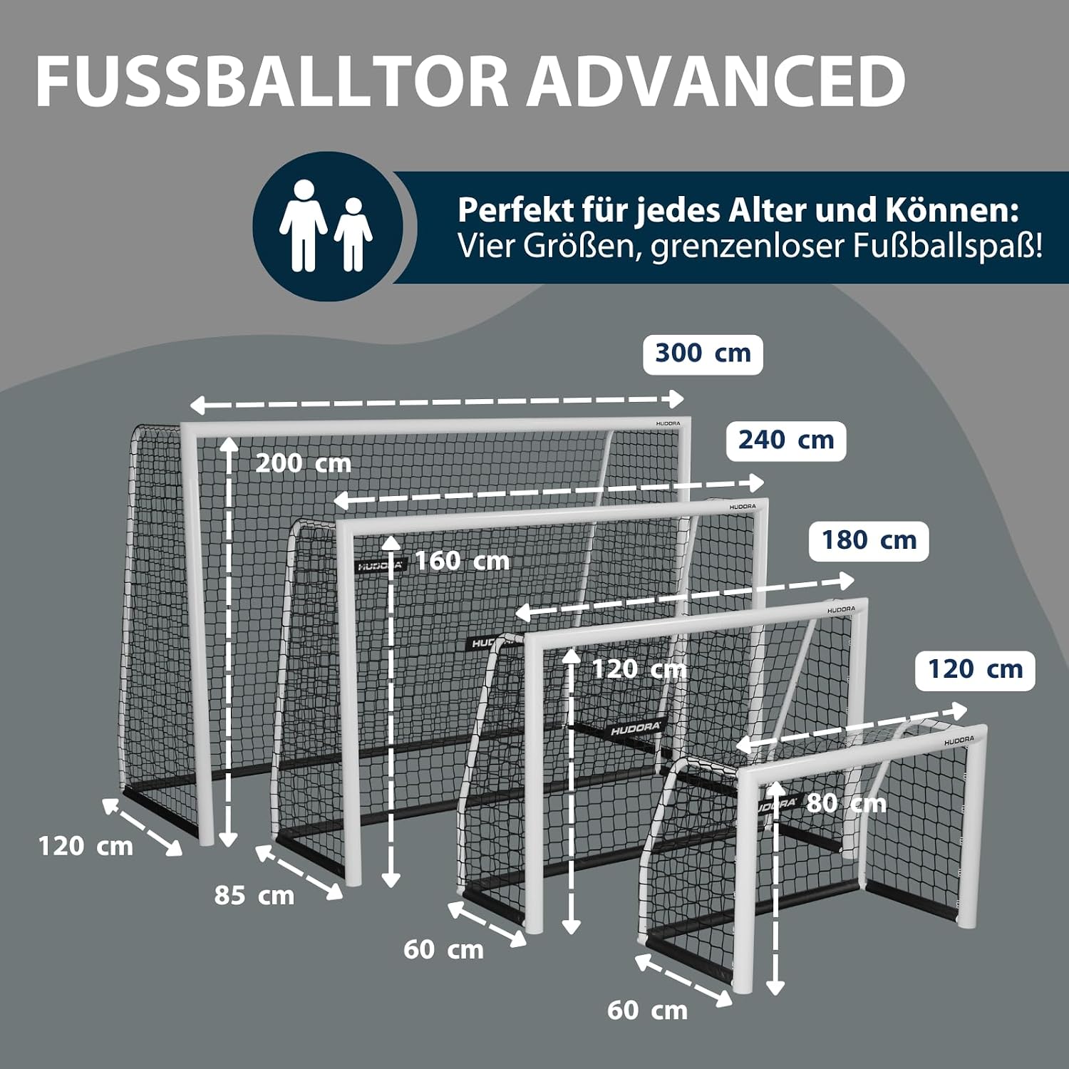 Fußballtor Outdoor Trainingstor Garten wetterfest standfest engmaschiges Netz 120 180 240 300 cm