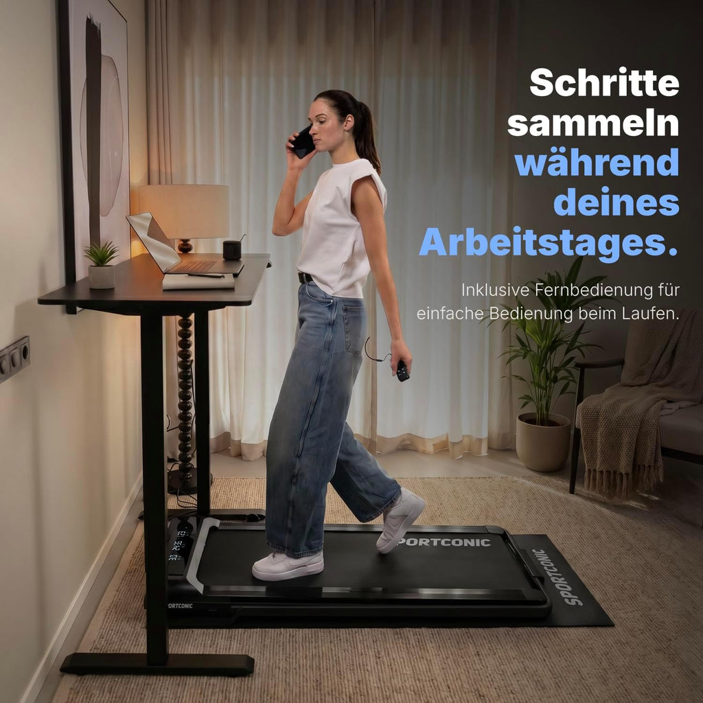 Laufband für Zuhause mit Steigung P106FA Walking Pad 1-12 km/h 9% Neigung LED Display Tablet Halterung