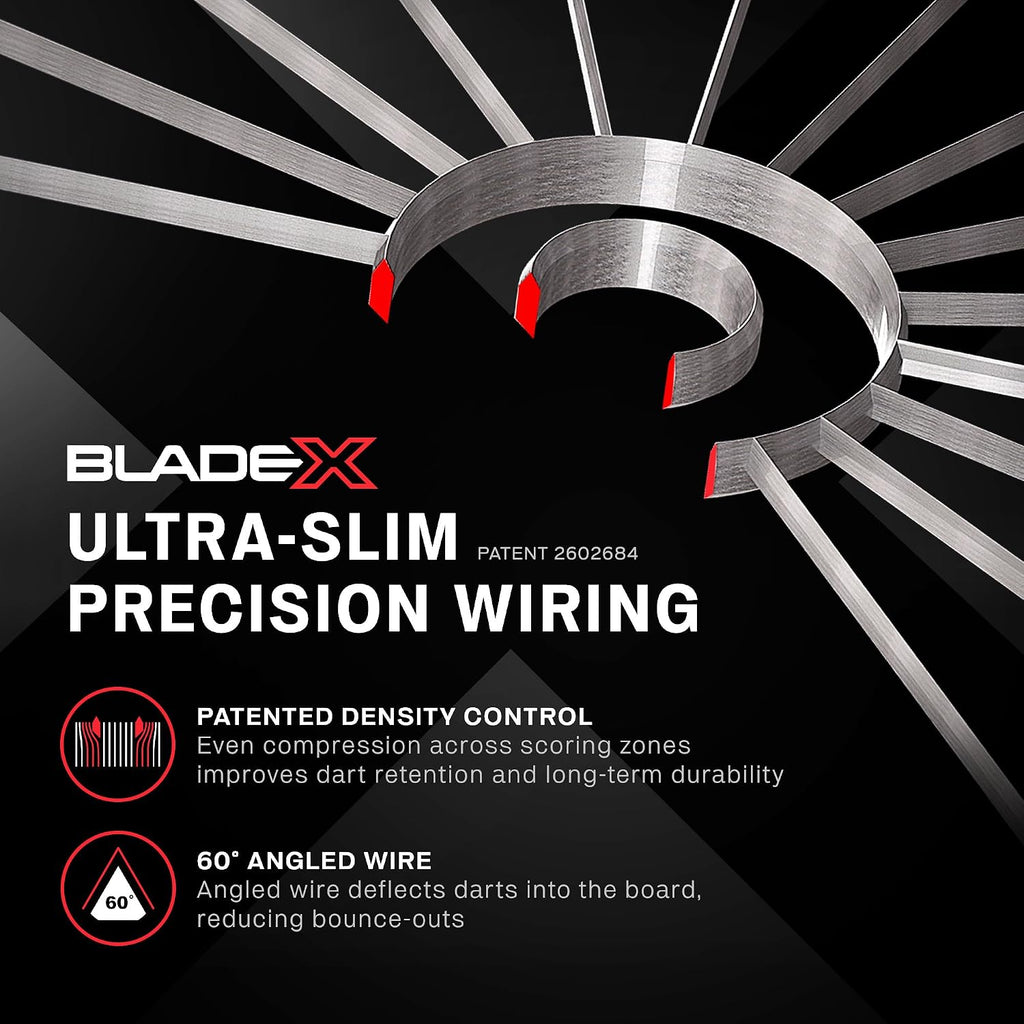 Steeldart Dartscheibe Blade X 3061 Sisal Board mit Dual Core Technologie ultradünnem Drahtsystem und Dart Zubehör