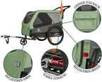 Hundeanhänger Fahrradanhänger Buggy Cruvado bis 45 kg faltbar Stahlrahmen Sicherheitsleine Reflektoren Universalkupplung