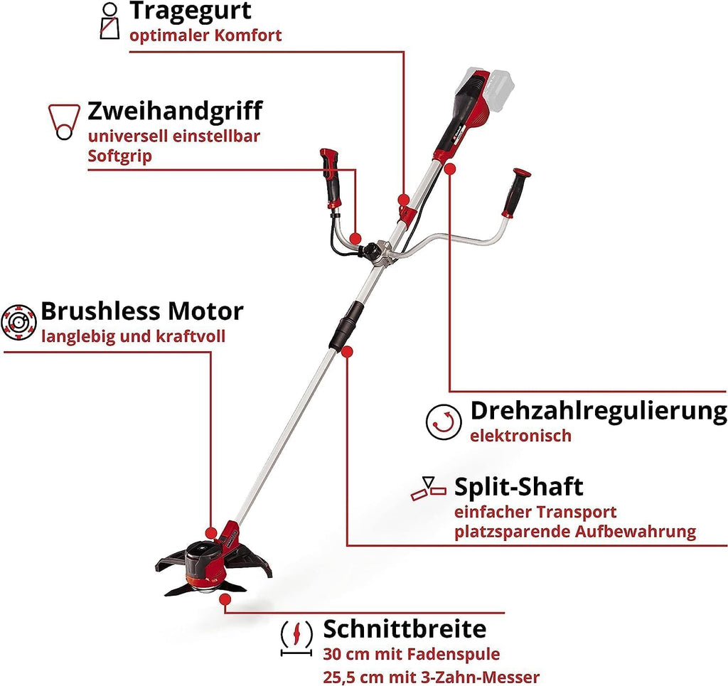 Akku Rasentrimmer Agillo 36/255 BL 2 x 18 V Brushless Motor 30 cm Schnittbreite Zweihandgriff ohne Akku und Ladegerät
