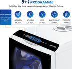 Tischgeschirrspüler AE-TDQR03 Mini Geschirrspüler mit 5L Wassertank 6 Programme Touch Control LED Display 400W