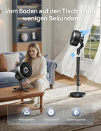 Standventilator 3D Oszillation 12 Stufen 6 Modi leiser DC Motor mit Fernbedienung Timer 20 dB Modell DR-HPF015S