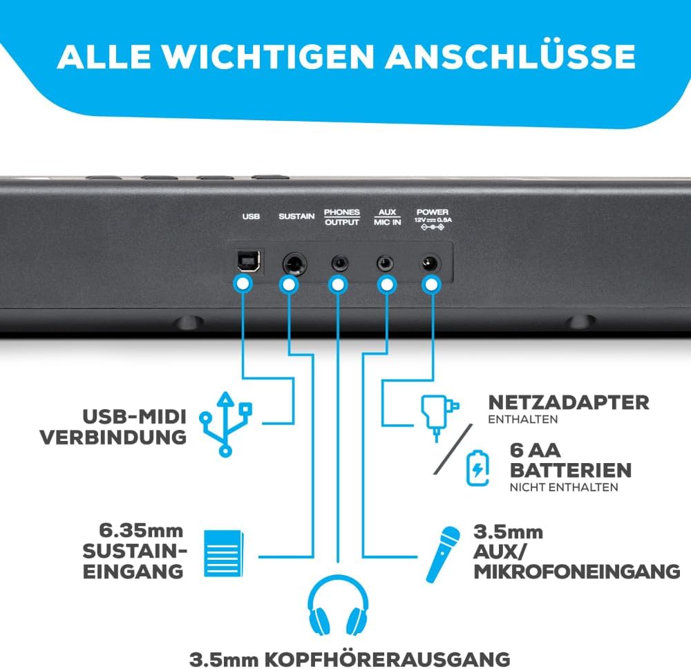 Digital Piano Keyboard 88 Tasten RECITALPLAY mit 480 Sounds USB-MIDI Lautsprechern und Zubehör Set