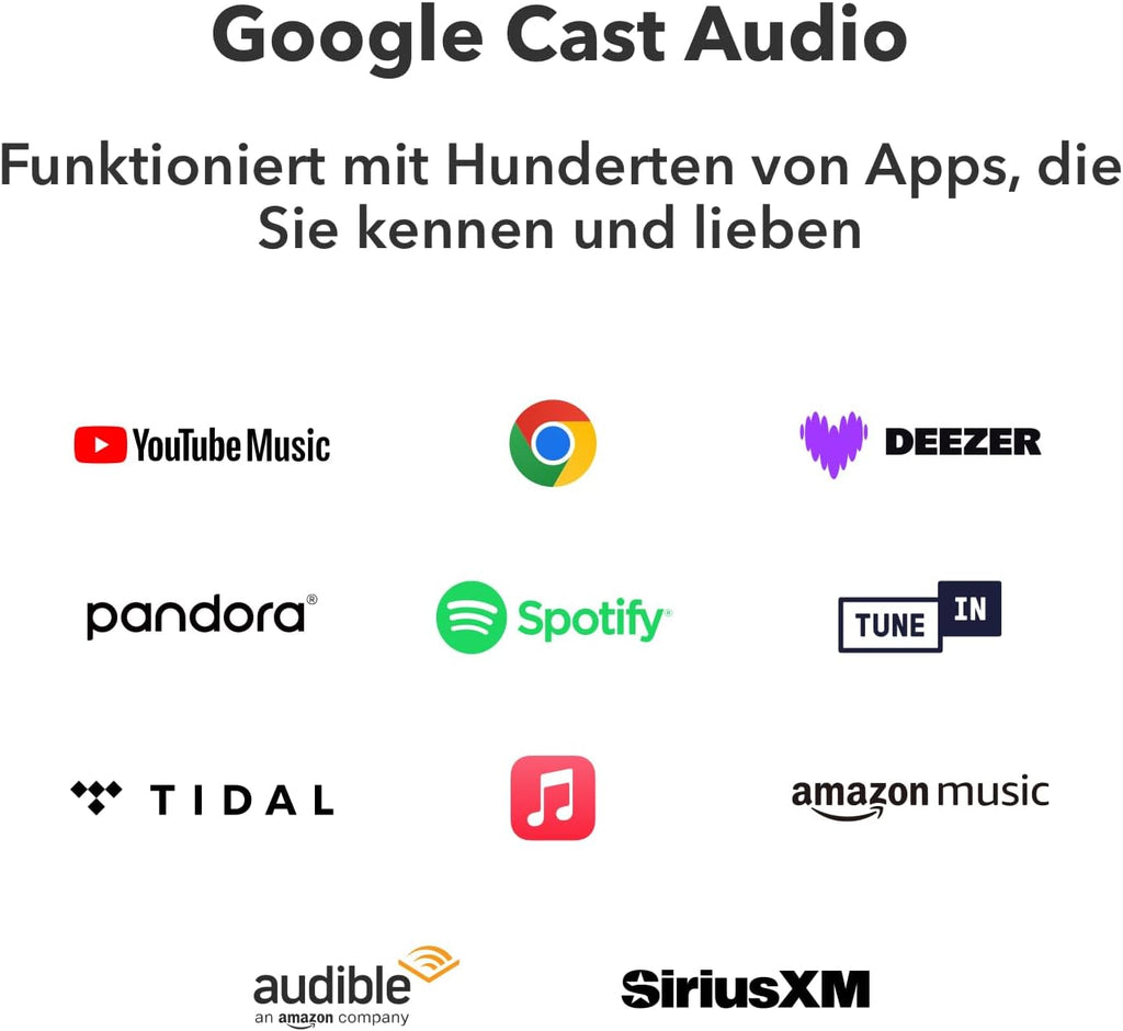 AirPlay 2 und Chromecast Audio Receiver ASR002 WLAN Hi-Res 24 Bit 192 kHz Multiroom Bluetooth Spotify Connect
