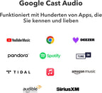 AirPlay 2 und Chromecast Audio Receiver ASR002 WLAN Hi-Res 24 Bit 192 kHz Multiroom Bluetooth Spotify Connect