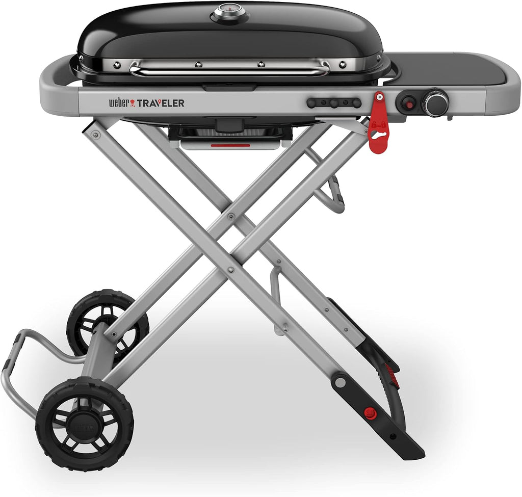 Tragbarer Gasgrill Traveler mit klappbarem Untergestell und Rädern 3,8 kW Brenner 2065 cm² Grillfläche Deckelthermometer