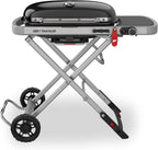 Tragbarer Gasgrill Traveler mit klappbarem Untergestell und Rädern 3,8 kW Brenner 2065 cm² Grillfläche Deckelthermometer