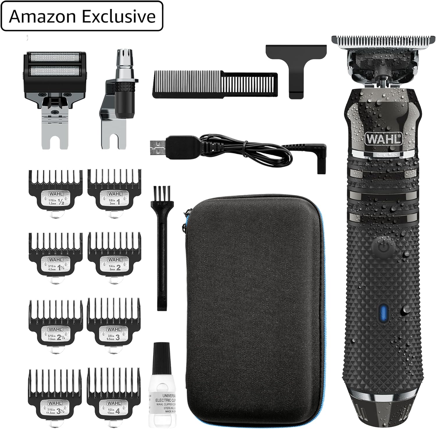 Barttrimmer kabellos Lithium-Ion Pro Series austauschbare Köpfe abwaschbar Metall Schneidsatz präzise Haarschneider