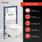 Vorwandelement WC Komplettset Dalia DALIA Wand Tiefspül WC spülrandlos Tornado Spülsystem Softclose Sitz Delta 25 112 cm Weiß
