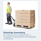 Handhubwagen FIVE 2500 kg Tragkraft mit 1150 mm Gabellänge Stahlrahmen Gummirollen Palettenwagen für Euro-Paletten
