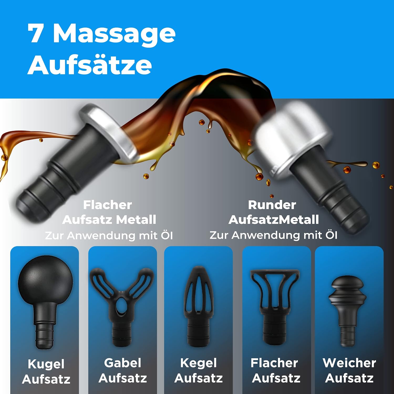 Massagepistole OrthoGun 160W mit App 5 Intensitäten 7 Massageaufsätze Tragetasche Akku Laufzeit bis 360 Min