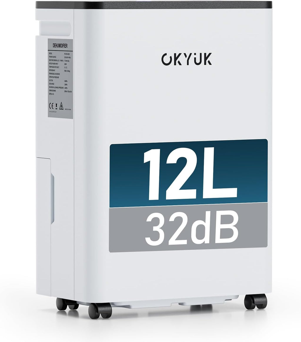 Elektrischer Luftentfeuchter 12L PD12R-03DE mit Digitalanzeige 2,5L Wassertank Timer und automatischer Abschaltung