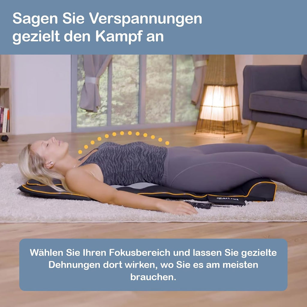 Elektrische Stretch Massagematte Ganzkörper mit Wärmefunktion AirFlow Luftkammern 4 Massageprogramme Schulter Rücken Nacken