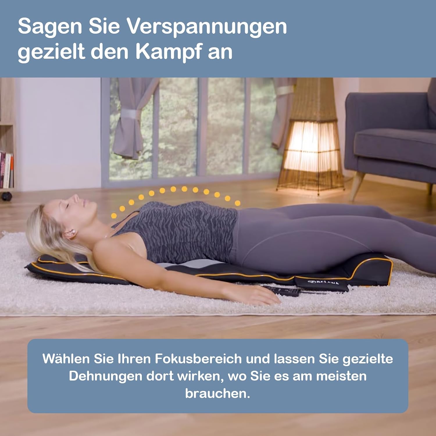 Elektrische Stretch Massagematte Ganzkörper mit Wärmefunktion AirFlow Luftkammern 4 Massageprogramme Schulter Rücken Nacken