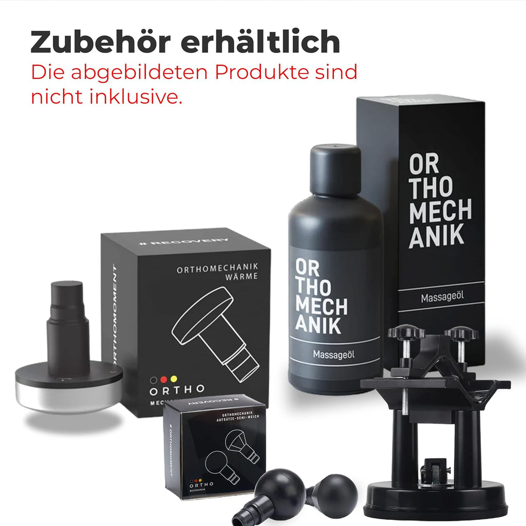 Massagepistole OrthoGun 160W mit App 5 Intensitäten 7 Massageaufsätze Tragetasche Akku Laufzeit bis 360 Min