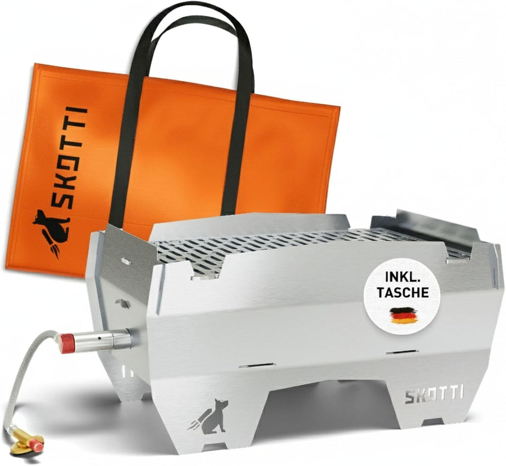 Faltbarer Steck Gas Camping Grill Edelstahl Outdoor Grill für EN417 Kartuschen 21x33x17 cm 3,3 kg SK100