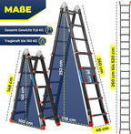 Mehrzweckleiter Aluminium 6in1 19458_mfn 20 Sprossen 150 kg Tragfähigkeit ausziehbar bis 520 cm klappbar rutschfest Gelenkleiter