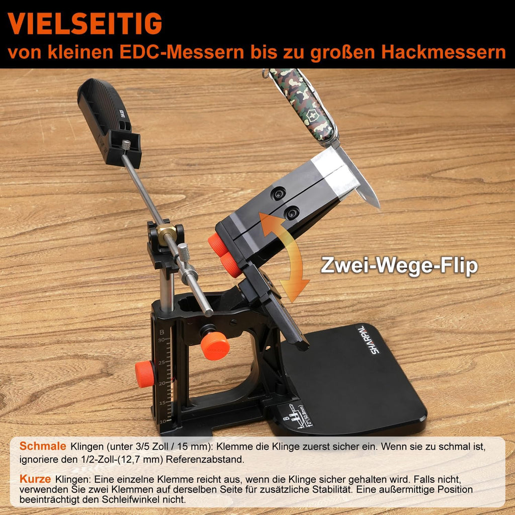 Messerschärfer 202H mit einstellbarem Winkel 10–35° 7-teiliges Schleifset mit Diamant und Wassersteinen