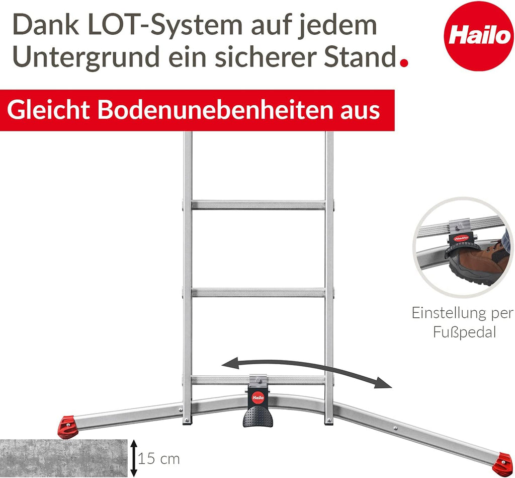 Aluminium Kombileiter 3-teilig ProfiLOT 9312-507 3x12 Sprossen 150 kg Tragkraft 9,01 m Arbeitshöhe