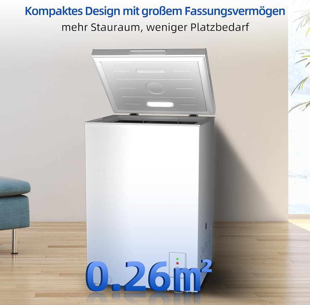 Gefriertruhe FCF98DE 99 L mit Schnellgefrierfunktion LED Beleuchtung 39 dB 4 Sterne Gefrieren freistehend
