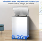 Gefriertruhe FCF98DE 99 L mit Schnellgefrierfunktion LED Beleuchtung 39 dB 4 Sterne Gefrieren freistehend