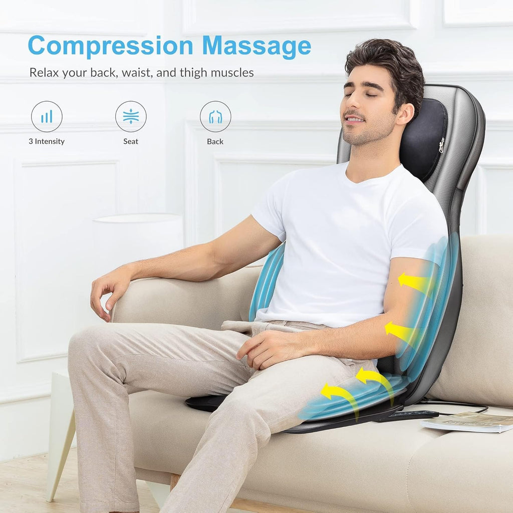 Massage Sitzauflage Shiatsu Rücken Nacken 2D 3D Knetmassage mit Wärme Luftkompression Vollrücken verstellbar