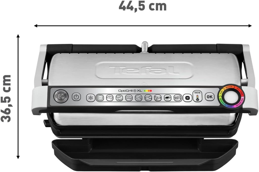 Kontaktgrill OptiGrill+ XL GC722D16 2000W mit 9 Grillprogrammen manueller Modus abnehmbaren Grillplatten und Garstufenanzeige