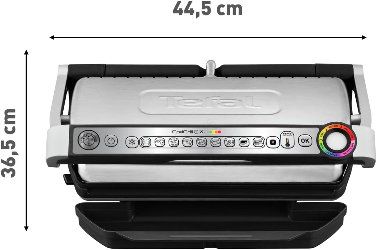 Kontaktgrill OptiGrill+ XL GC722D16 2000W mit 9 Grillprogrammen manueller Modus abnehmbaren Grillplatten und Garstufenanzeige