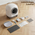 Selbstreinigende Katzentoilette 90L mit App Steuerung Sicherheitssensor Geruchsentfernung automatisches Katzenklo mit Matte