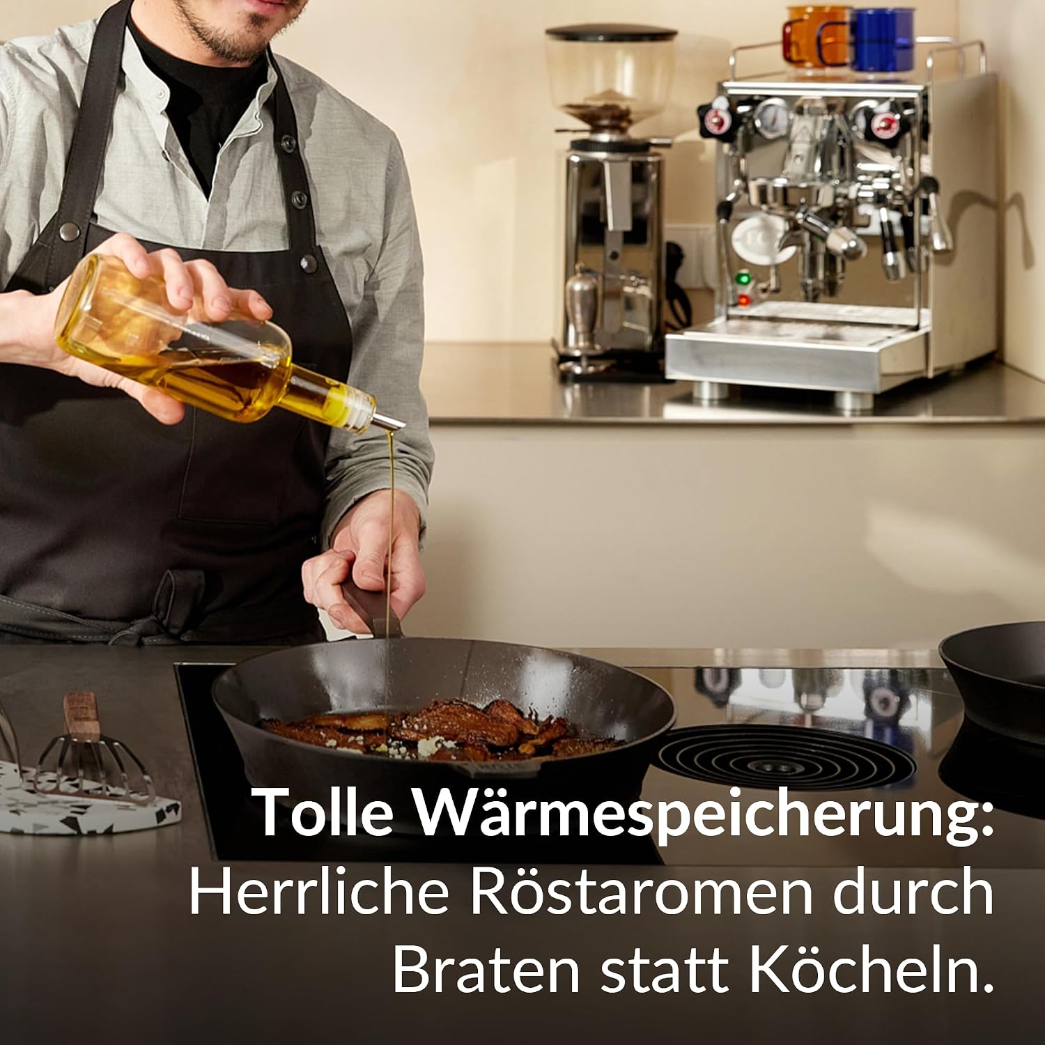 Gusseisenpfanne 28 cm Induktion für alle Herdarten fein geschliffen ohne Beschichtung Made in Germany Cast Iron Pan