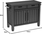 Outdoor Grilltisch Beistelltisch 22634 mit 2 Schubladen Holzoptik Kunstharz Stauraum 124 cm für Garten und Grillbereich