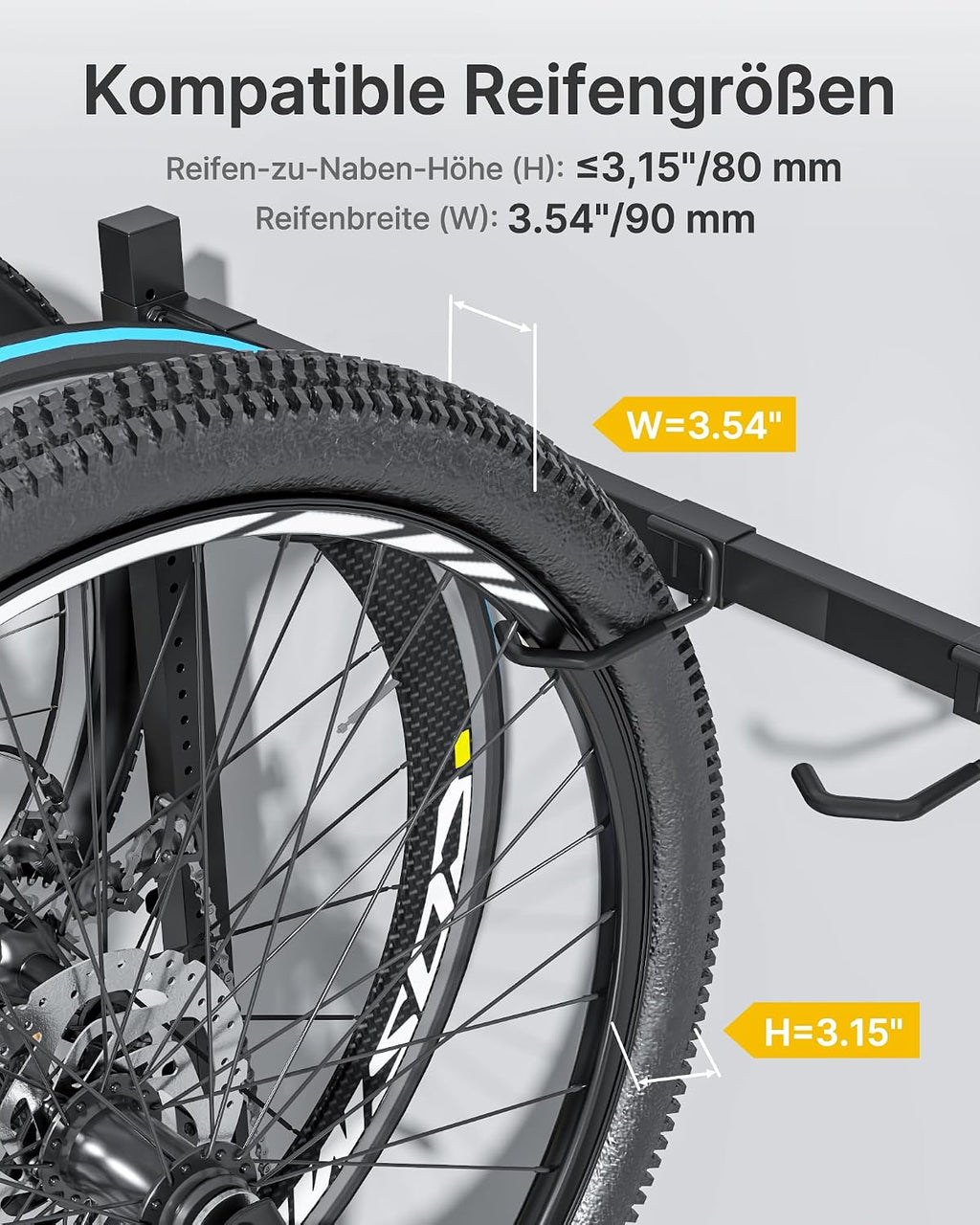 Fahrradständer freistehend für 5 Fahrräder vertikaler Fahrradhalter mit 5 Haken 6 Helmhaken Stahlkonstruktion 160 kg Traglast