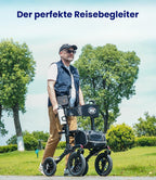 Rollator 4-Rad Gehwagen mit Sitz Aluminium faltbar höhenverstellbar Outdoor pannensichere Gummireifen 136 kg Tragfähigkeit grau