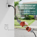 Mobile Wallbox 11kW Typ 2 10m 3-phasig 6-16A CEE 400V EV Ladegerät Einstellbare Ladeleistung App Steuerung