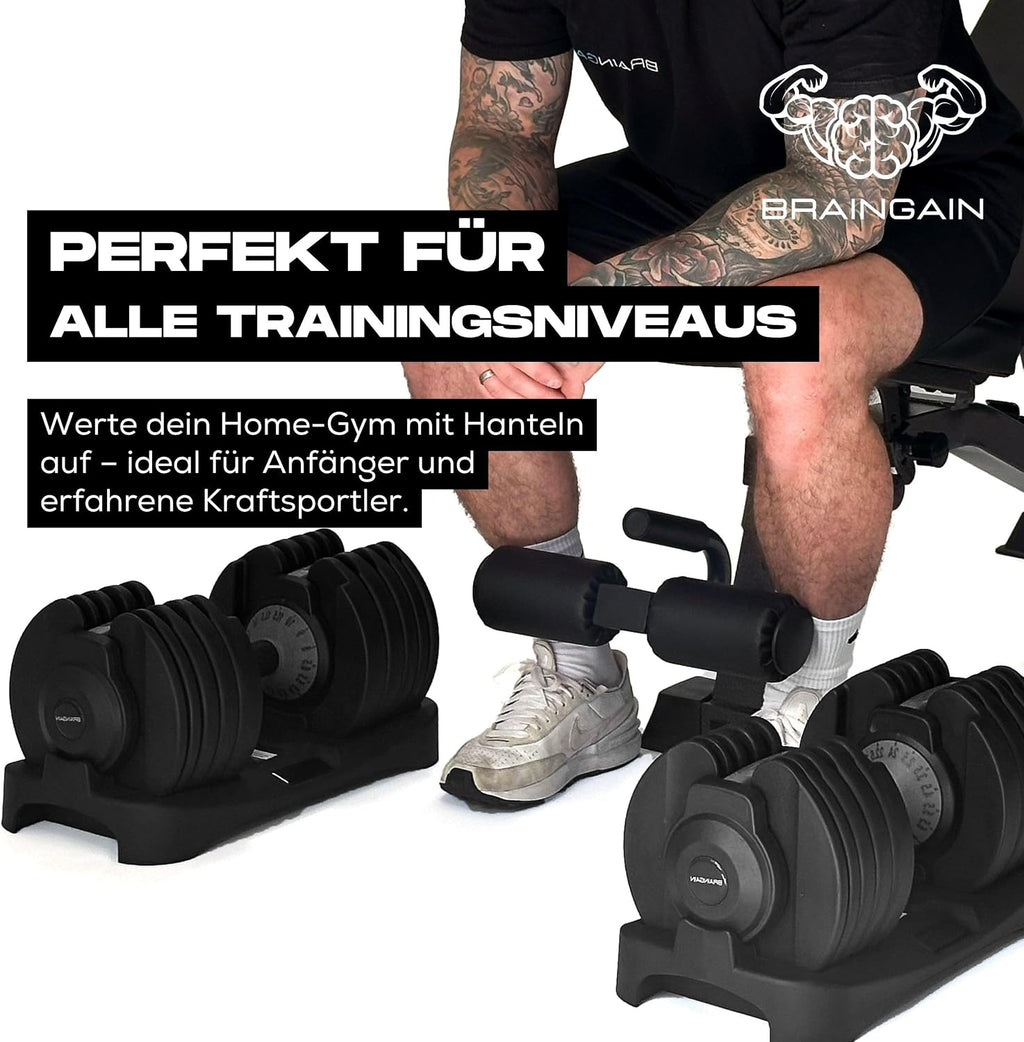 Verstellbares Kurzhantel-Set 24 kg 15 in 1 Gewichtsstufen Paar Smart Click System Anti-Rutsch Griff Gusseisen Heimtraining