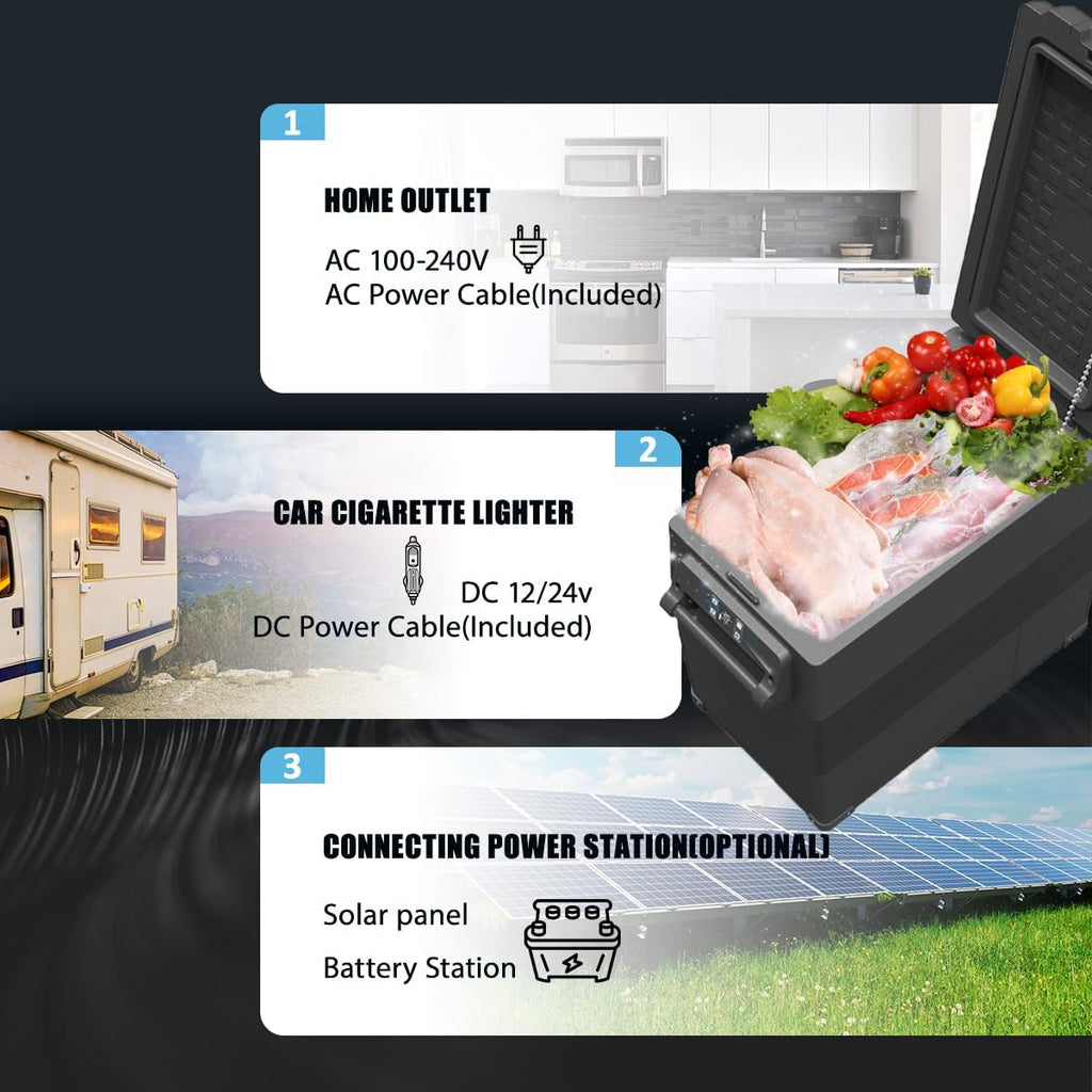 NCF55 50 12V Tragbarer Kühlschrank Gefrierschrank Kompressor Schnellkühlung Energiesparmodus Batterieschutz für Auto Camping