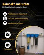 Wasserfiltergehäuse HYDRA Rainmaster TRIO RLH LA 1 Zoll mit Vorfilter Aktivkohlefilter und Wickelfilter für Regenwasser