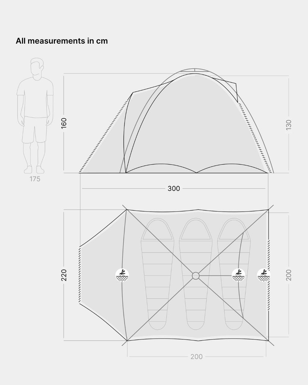Campingzelt mit Quick-Up-System Quick Oak 3 Dark Series 3 Personen 4.000 mm Wassersäule abgedunkelte Schlafkabine