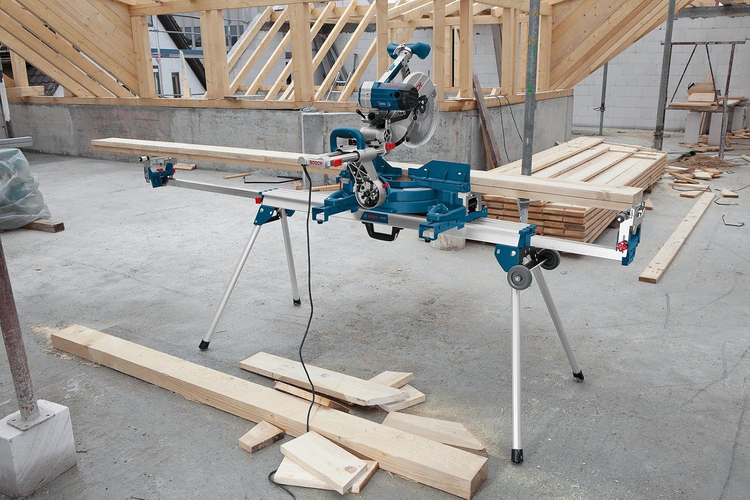 Arbeitstisch für Kapp- und Gehrungssägen GTA 3800 1578 mm klappbar mit Maschinenhalter und Werkstückauflagen