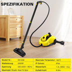 Dampfreiniger SW608-A 2000 W mit 1300 ml Wassertank 5 m Netzkabel Hochtemperatur-Dampfreinigung mit Reinigungszubehör